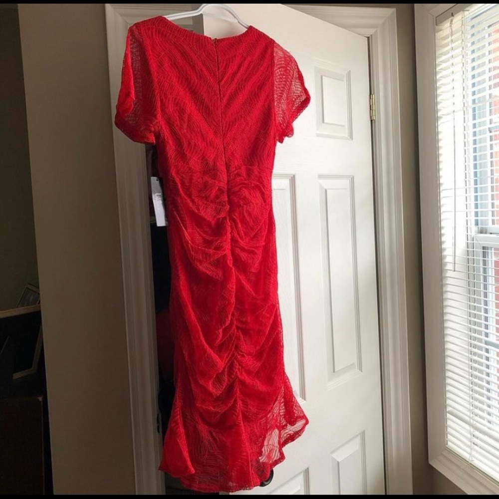 Red Rippled Mermaid Dress - Picture 2 of 2